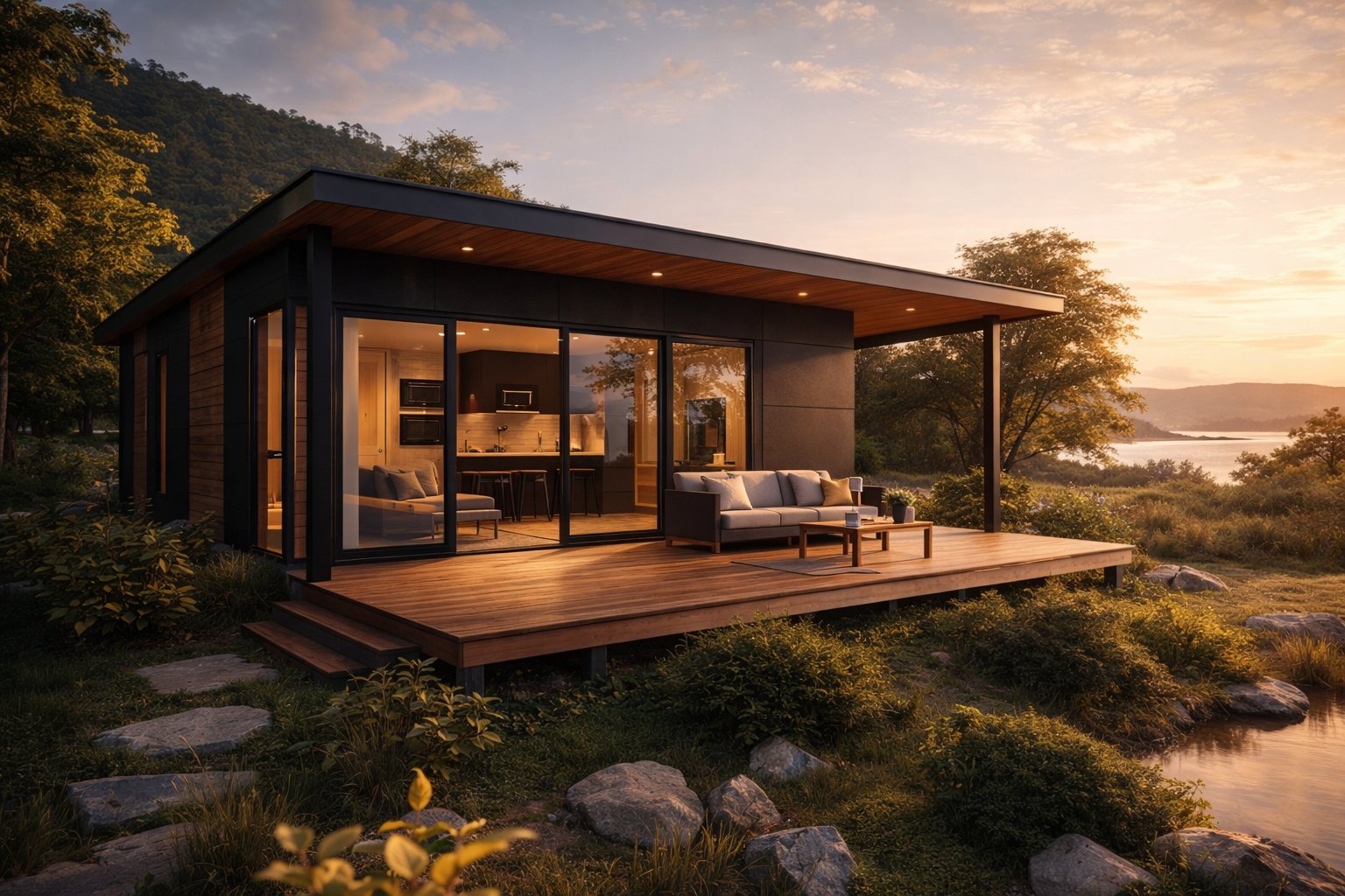 Render do conceito Green Modular House